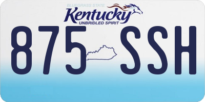 KY license plate 875SSH