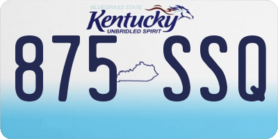 KY license plate 875SSQ