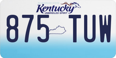 KY license plate 875TUW