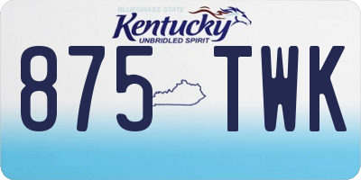 KY license plate 875TWK