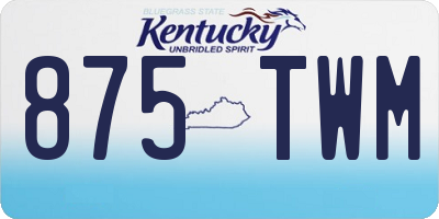 KY license plate 875TWM