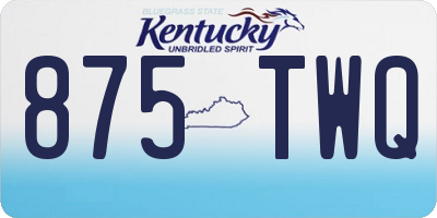 KY license plate 875TWQ
