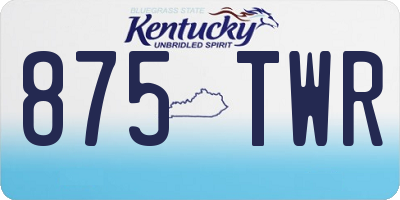 KY license plate 875TWR