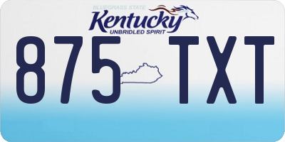 KY license plate 875TXT