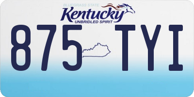 KY license plate 875TYI