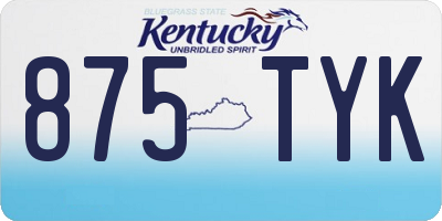 KY license plate 875TYK