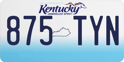 KY license plate 875TYN