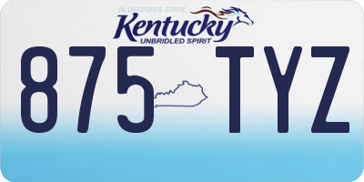 KY license plate 875TYZ