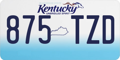 KY license plate 875TZD
