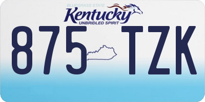 KY license plate 875TZK