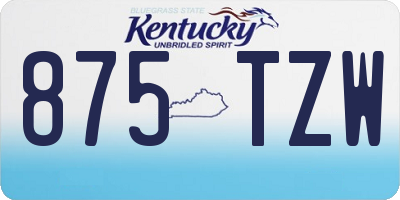 KY license plate 875TZW