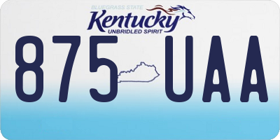 KY license plate 875UAA