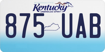 KY license plate 875UAB