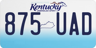 KY license plate 875UAD