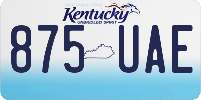 KY license plate 875UAE