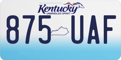 KY license plate 875UAF