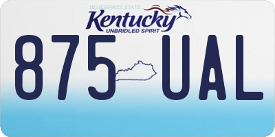KY license plate 875UAL