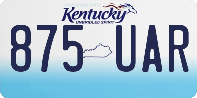 KY license plate 875UAR