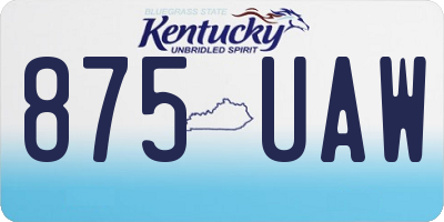 KY license plate 875UAW