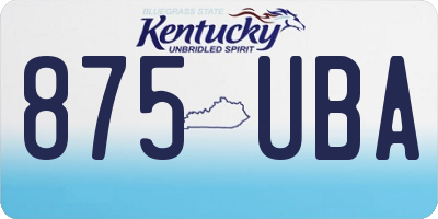 KY license plate 875UBA