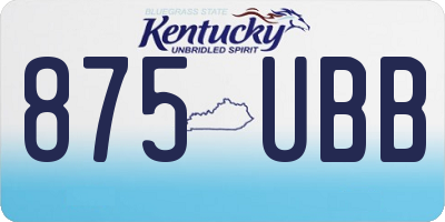 KY license plate 875UBB