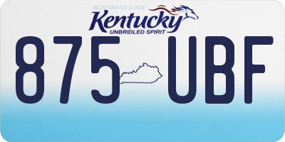 KY license plate 875UBF
