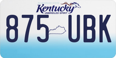 KY license plate 875UBK
