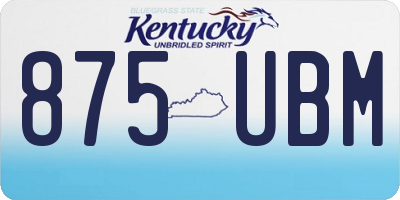 KY license plate 875UBM