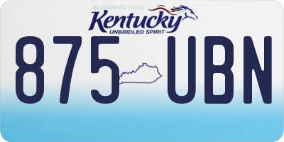 KY license plate 875UBN