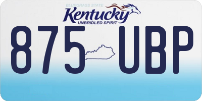 KY license plate 875UBP