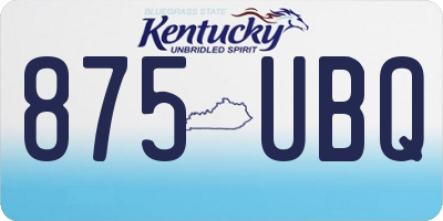 KY license plate 875UBQ