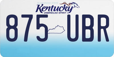 KY license plate 875UBR