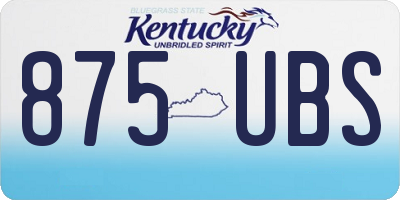 KY license plate 875UBS