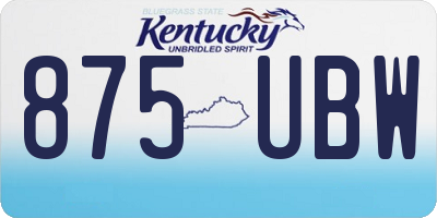 KY license plate 875UBW