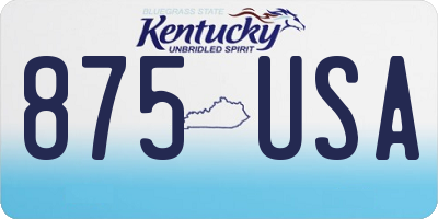 KY license plate 875USA