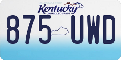 KY license plate 875UWD