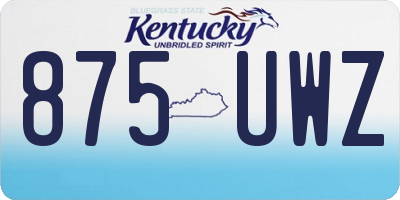 KY license plate 875UWZ