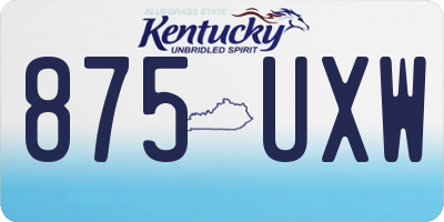 KY license plate 875UXW