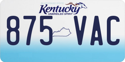 KY license plate 875VAC