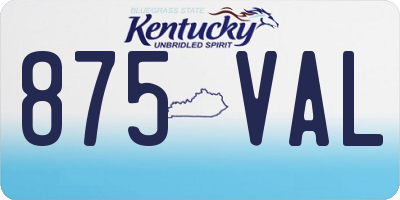 KY license plate 875VAL