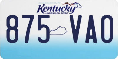 KY license plate 875VAO