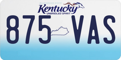 KY license plate 875VAS