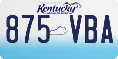 KY license plate 875VBA