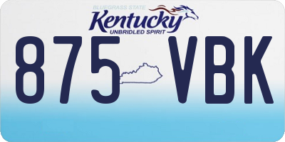 KY license plate 875VBK