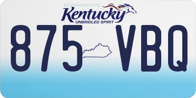 KY license plate 875VBQ