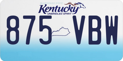 KY license plate 875VBW