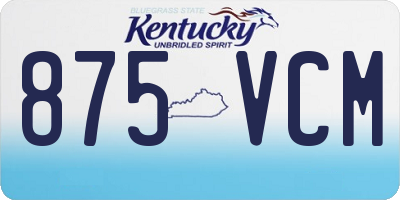 KY license plate 875VCM