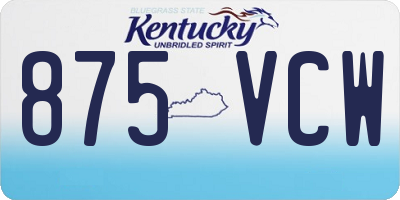 KY license plate 875VCW
