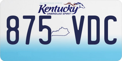 KY license plate 875VDC