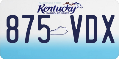 KY license plate 875VDX